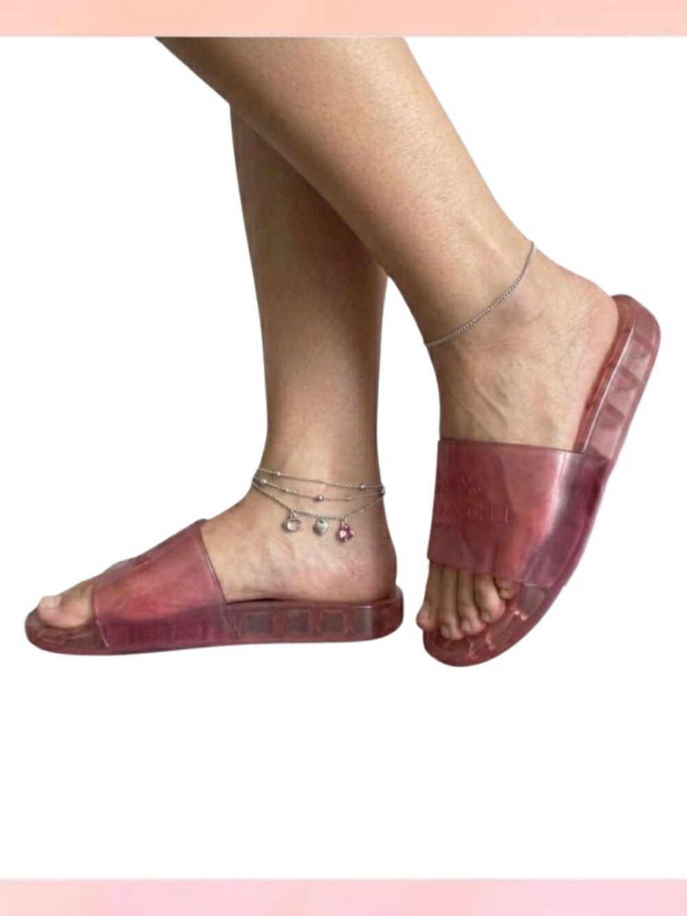 COACH Women's Ulyssa Water Resistant Jelly Pool Slides Pink Size 6B